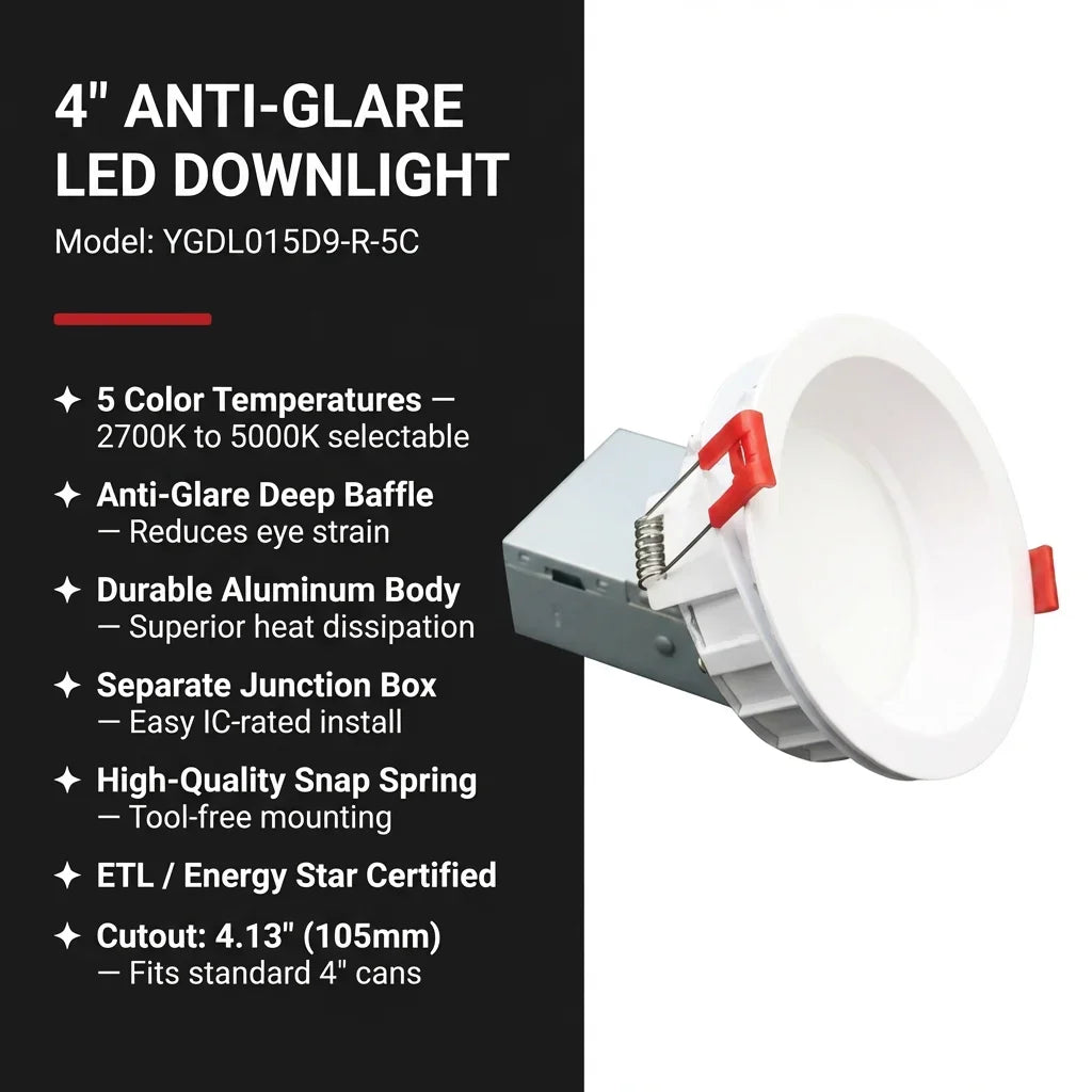 4 Inch Anti-Glare LED Recessed Downlight  Warm White | British Building Supplies | Downlight with features 