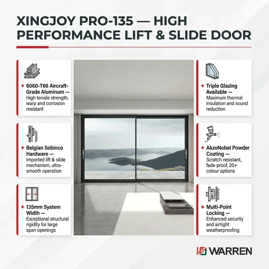 thermal break aluminum sliding door triple glazing energy efficient