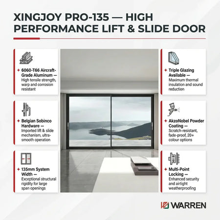thermal break aluminum sliding door triple glazing energy efficient