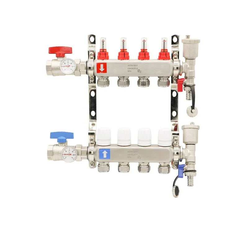 BBS 6-Way 304 Stainless Steel Water Supply Manifold with Integrated Isolation Valves