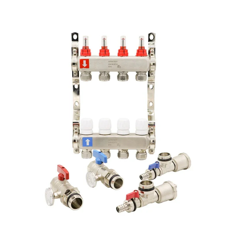 BBS 6-Way 304 Stainless Steel Water Supply Manifold with Integrated Isolation Valves