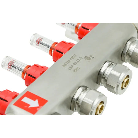 BBS 6-Way 304 Stainless Steel Water Supply Manifold with Integrated Isolation Valves